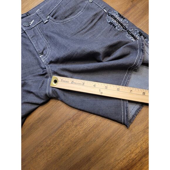Prana Kara Denim Shorts Gray Embroidered Women’s Size 4 / 28 W3KARA114 EUC - Picture 9 of 12